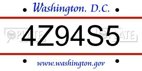 4Z94S5 District Of Columbia License Plate
