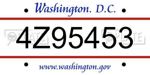 4Z95453 District Of Columbia License Plate