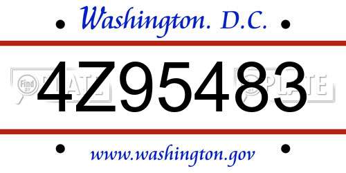 4Z95483 District Of Columbia License Plate