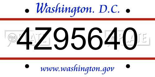 4Z95640 District Of Columbia License Plate