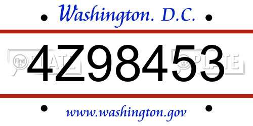 4Z98453 District Of Columbia License Plate