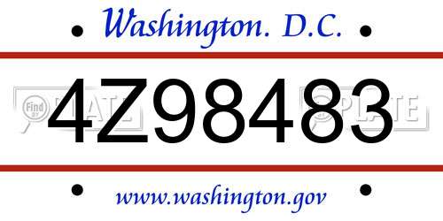 4Z98483 District Of Columbia License Plate