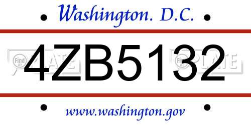 4ZB5132 District Of Columbia License Plate