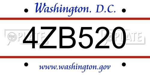 4ZB520 District Of Columbia License Plate