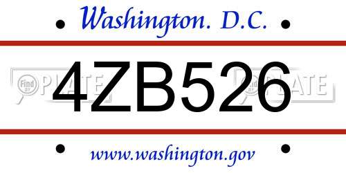 4ZB526 District Of Columbia License Plate