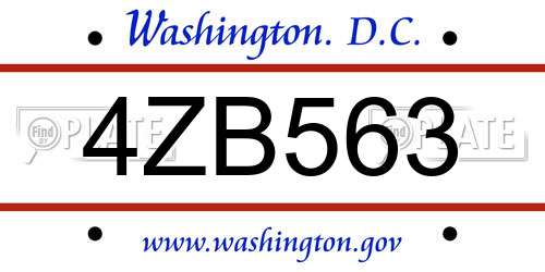 4ZB563 District Of Columbia License Plate