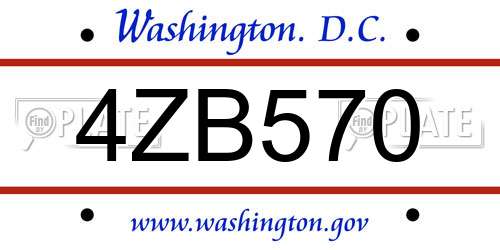 4ZB570 District Of Columbia License Plate