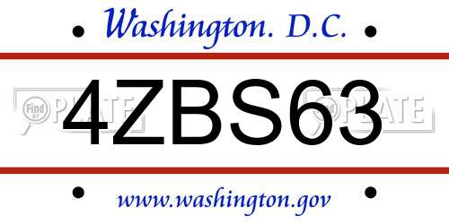 4ZBS63 District Of Columbia License Plate