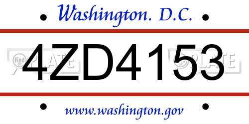 4ZD4153 District Of Columbia License Plate