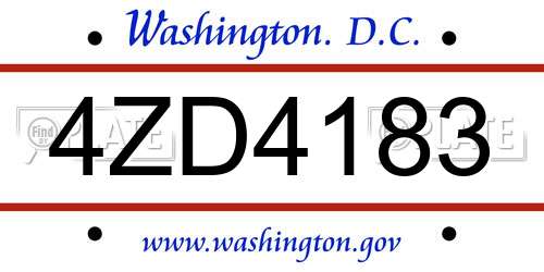4ZD4183 District Of Columbia License Plate
