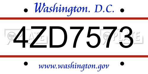4ZD7573 District Of Columbia License Plate
