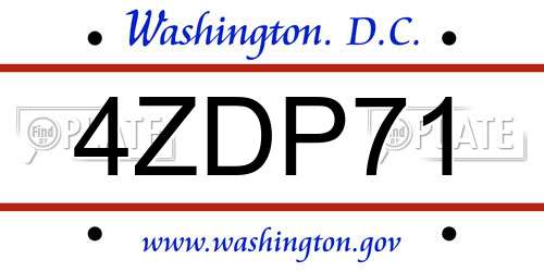 4ZDP71 District Of Columbia License Plate