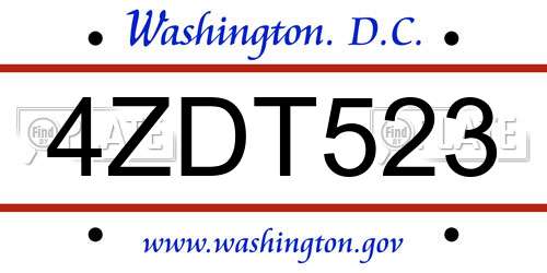 4ZDT523 District Of Columbia License Plate