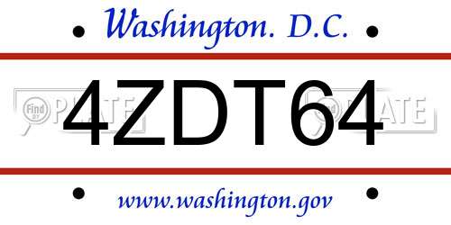 4ZDT64 District Of Columbia License Plate