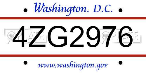 4ZG2976 District Of Columbia License Plate