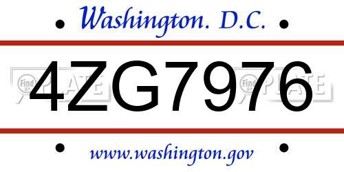 4ZG7976 District Of Columbia License Plate