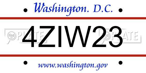 4ZIW23 District Of Columbia License Plate