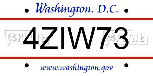 4ZIW73 District Of Columbia License Plate