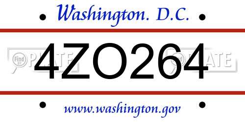 4ZO264 District Of Columbia License Plate