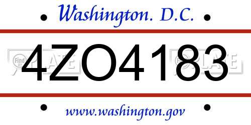 4ZO4183 District Of Columbia License Plate