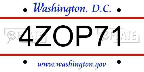 4ZOP71 District Of Columbia License Plate