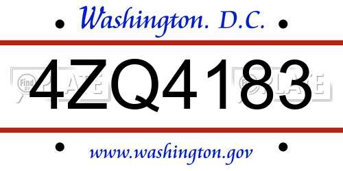4ZQ4183 District Of Columbia License Plate