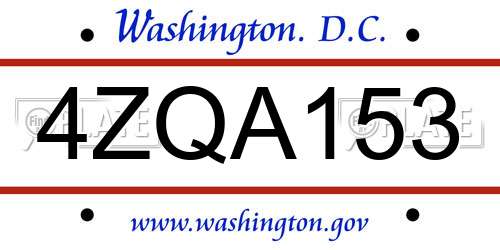 4ZQA153 District Of Columbia License Plate