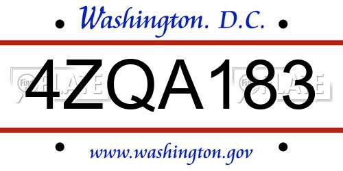 4ZQA183 District Of Columbia License Plate