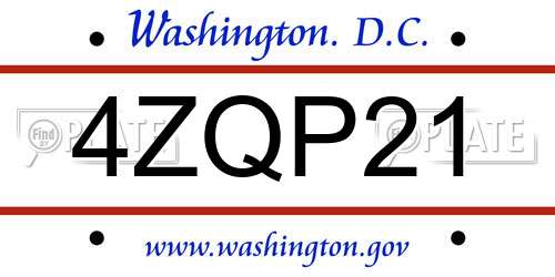 4ZQP21 District Of Columbia License Plate