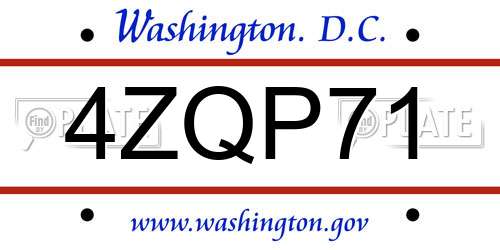 4ZQP71 District Of Columbia License Plate