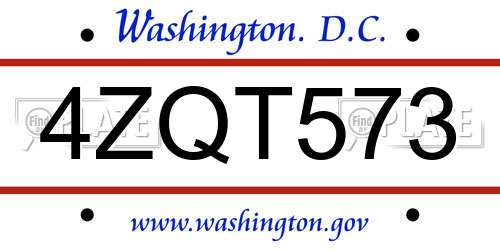 4ZQT573 District Of Columbia License Plate