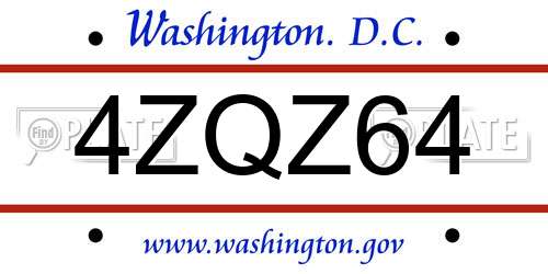 4ZQZ64 District Of Columbia License Plate