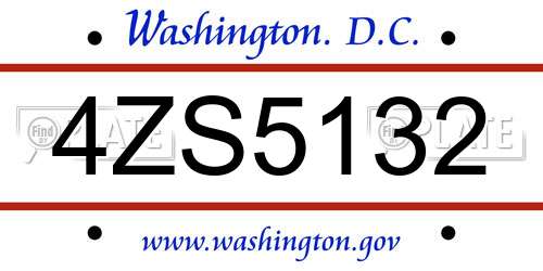 4ZS5132 District Of Columbia License Plate