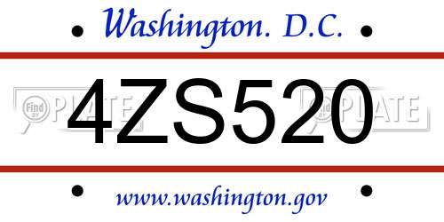 4ZS520 District Of Columbia License Plate