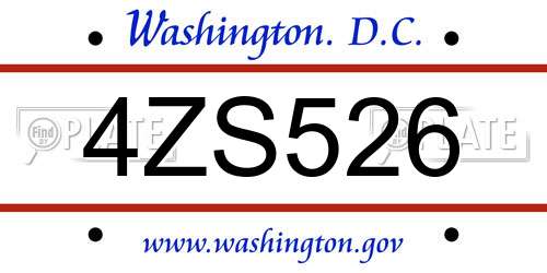 4ZS526 District Of Columbia License Plate