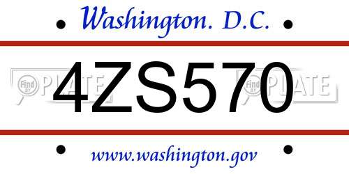 4ZS570 District Of Columbia License Plate