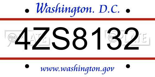 4ZS8132 District Of Columbia License Plate