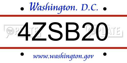 4ZSB20 District Of Columbia License Plate