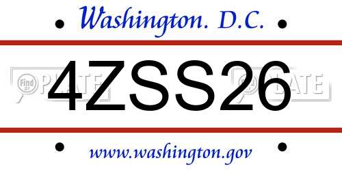4ZSS26 District Of Columbia License Plate