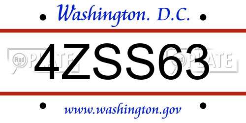 4ZSS63 District Of Columbia License Plate