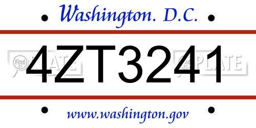 4ZT3241 District Of Columbia License Plate