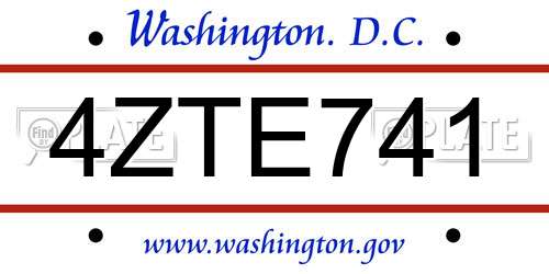 4ZTE741 District Of Columbia License Plate