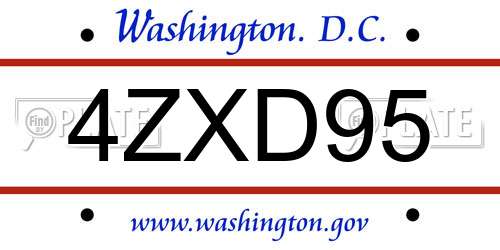 4ZXD95 District Of Columbia License Plate