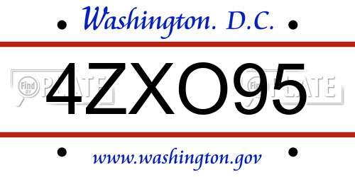 4ZXO95 District Of Columbia License Plate
