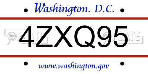 4ZXQ95 District Of Columbia License Plate