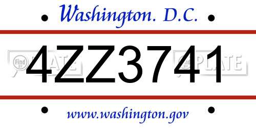 4ZZ3741 District Of Columbia License Plate