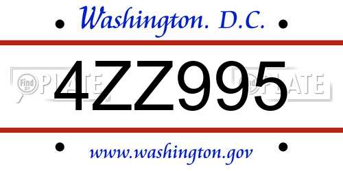 4ZZ995 District Of Columbia License Plate