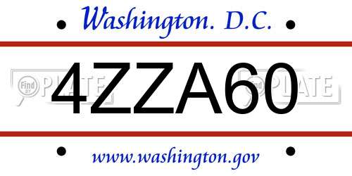 4ZZA60 District Of Columbia License Plate
