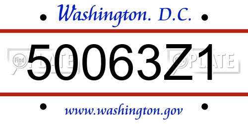 50063Z1 District Of Columbia License Plate