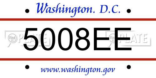 5008EE District Of Columbia License Plate